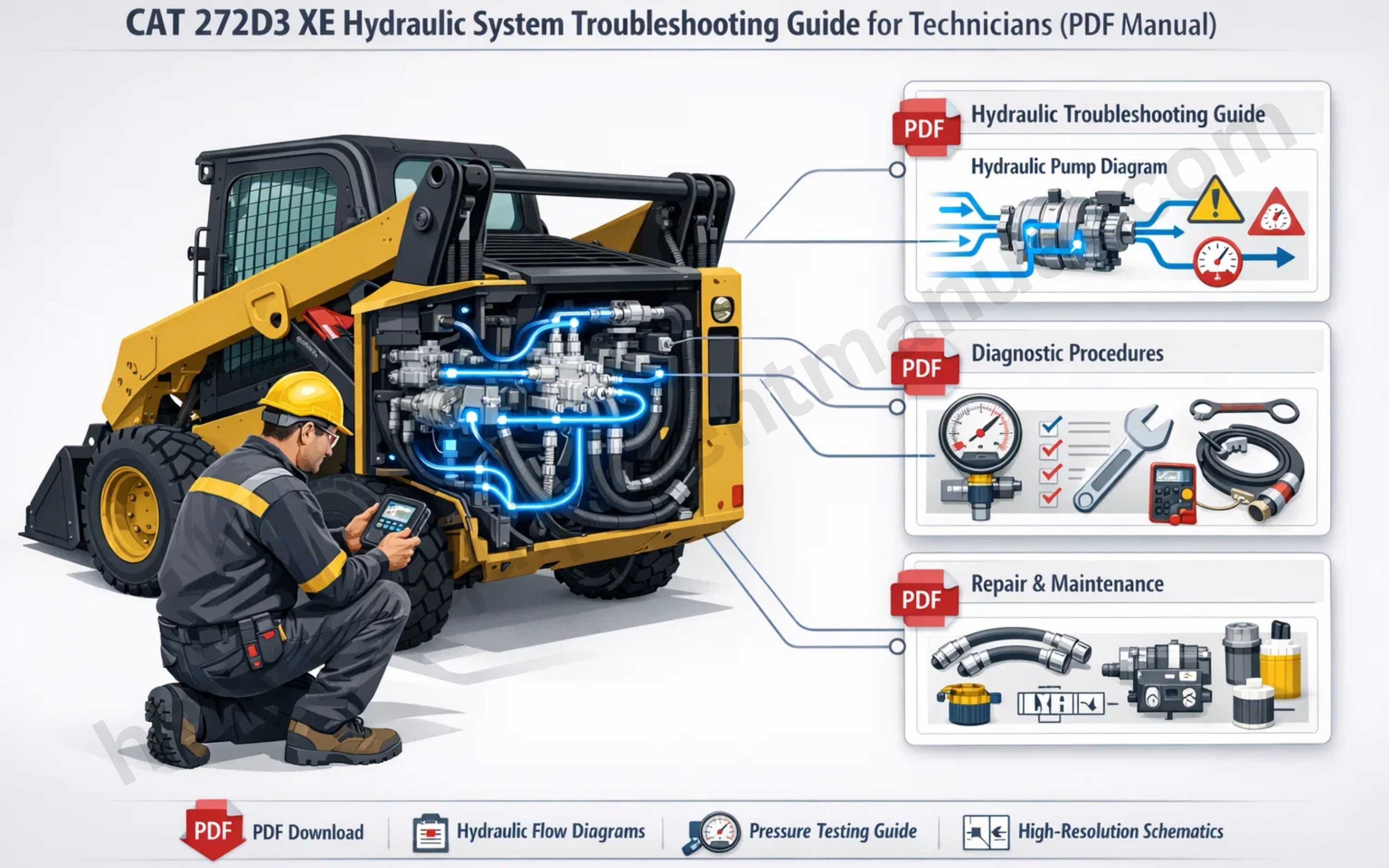 CAT 272D3 XE Hydraulic Troubleshooting Guide fo... – Heavy Equipment Manual