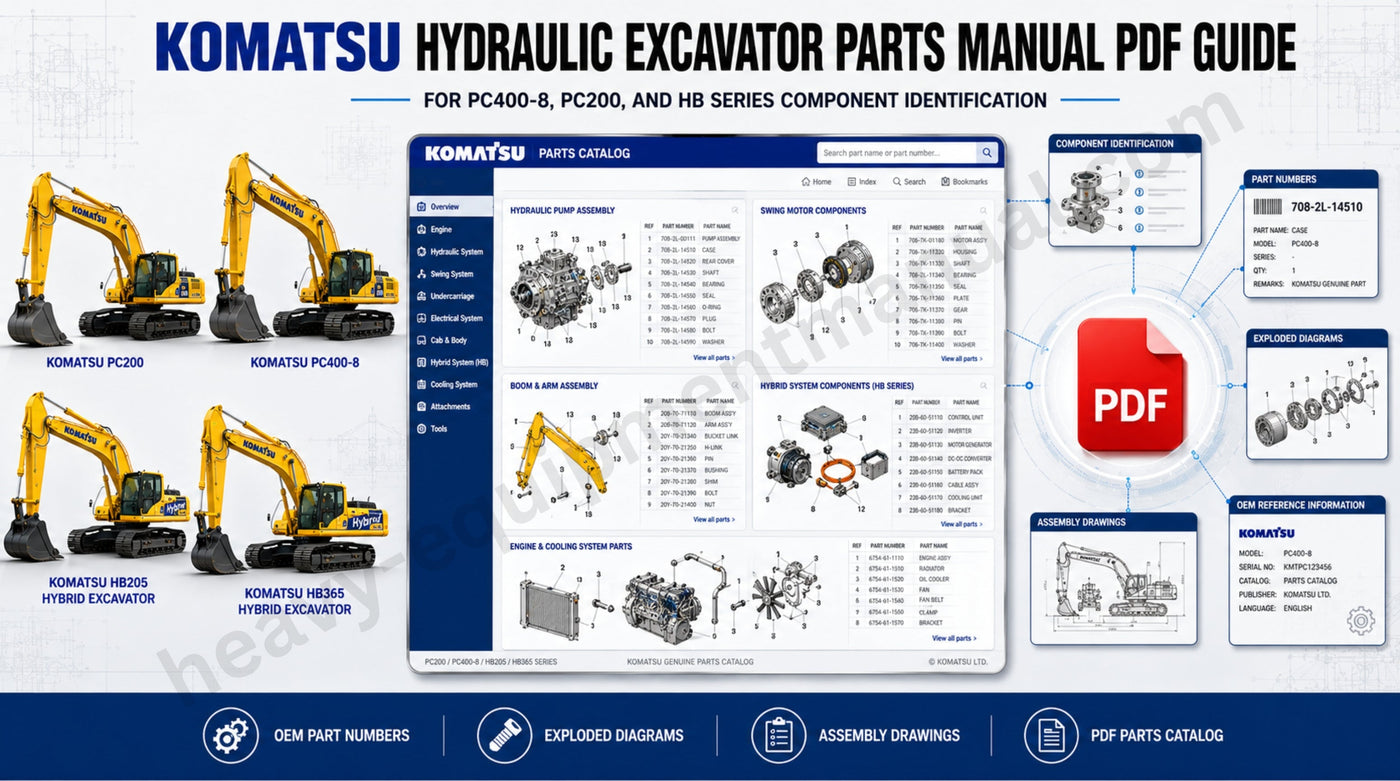 Komatsu Hydraulic Excavator Parts Manual PDF Guide for PC400-8, PC200, and HB Series Component Identification