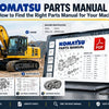 Banner Text: KOMATSU PARTS MANUALS Find the Right Parts for Your Machine