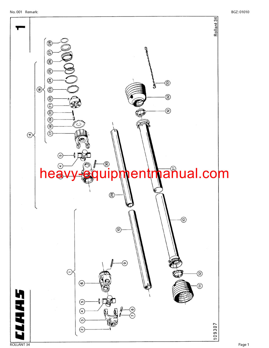 CLAAS ROLLANT 34 BALER PARTS CATALOG MANUAL SN 0050000100599999