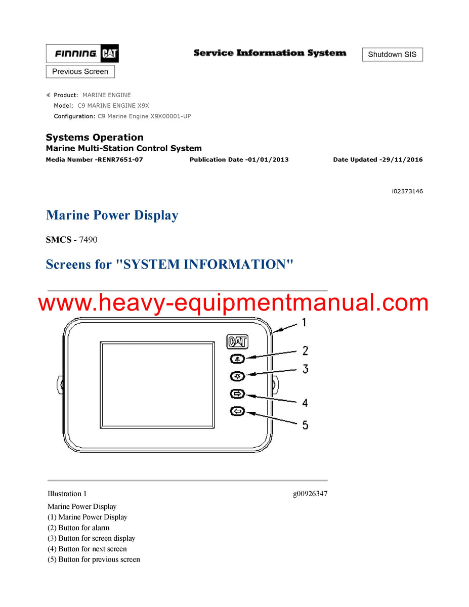 Download Caterpillar C9 MARINE ENGINE Service Repair Manual X9X Heavy