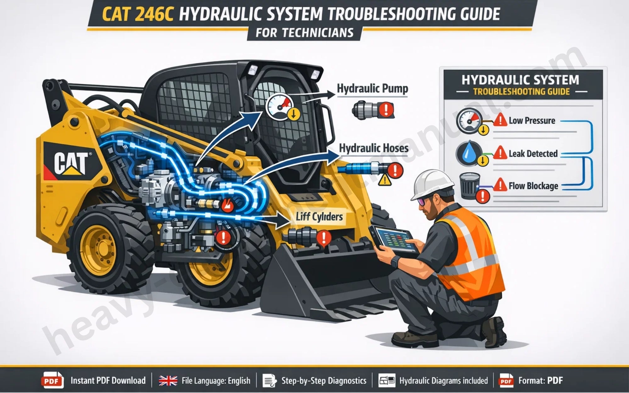 CAT 246C Hydraulic Troubleshooting Guide for Sk... – Heavy Equipment Manual