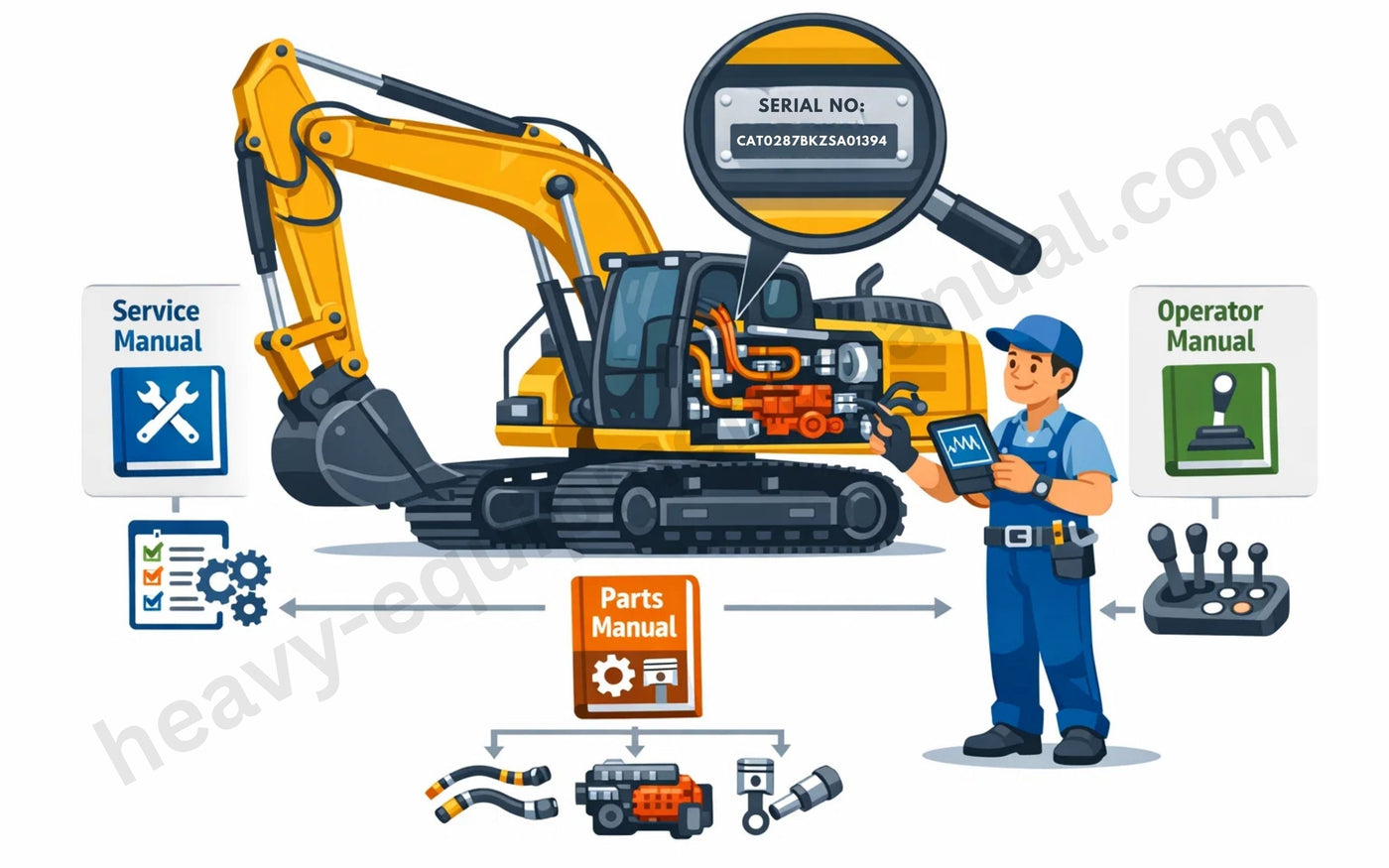 How to Troubleshoot Hydraulic and Engine Issues Using a Service Manual