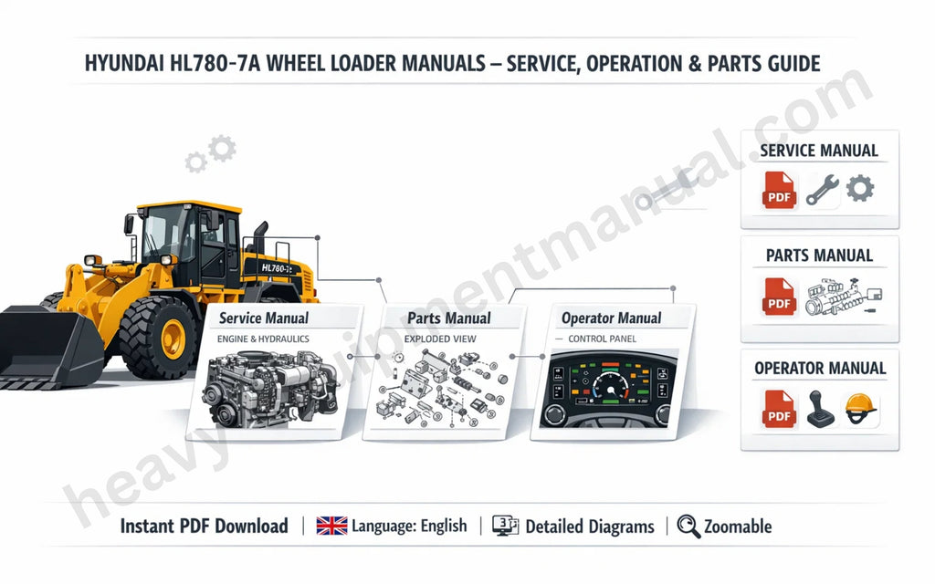 Hyundai HL780-7A Wheel Loader Manuals – Service, Operation & Parts Guide