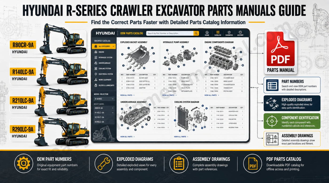Hyundai R-Series Crawler Excavator Parts Manuals Guide