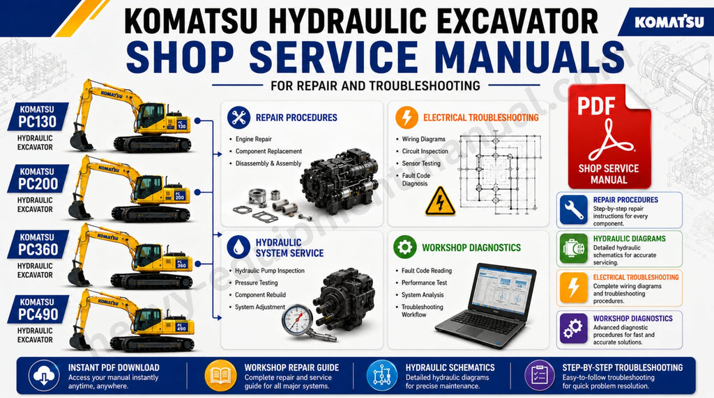Komatsu Hydraulic Excavator Shop Service Manuals for Repair and Troubleshooting