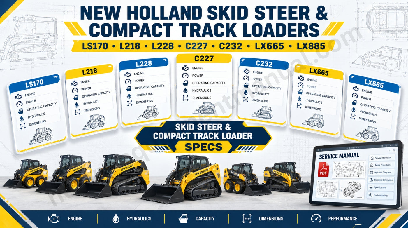 New Holland Skid Steer and Compact Track Loader Specs: LS170, L218, L228, C227, C232, LX665 & LX885