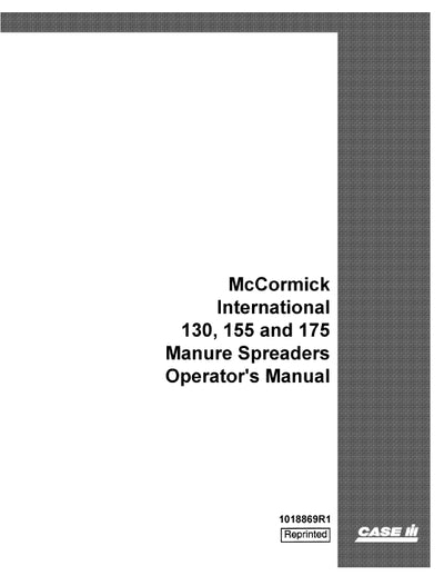 Case IH Intl 130, 155 & 175 Manure Spreader Operator Manual 1018869R1