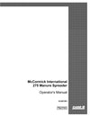 Case IH 275 McCormick Intl Manure Spreader Operator Manual 1018972R1