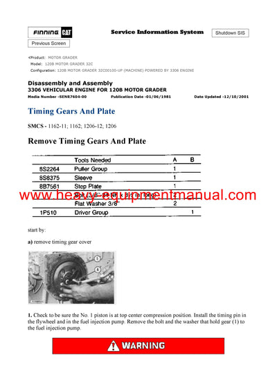 Caterpillar 120B MOTOR GRADER Full Complete Service Repair Manual 32C