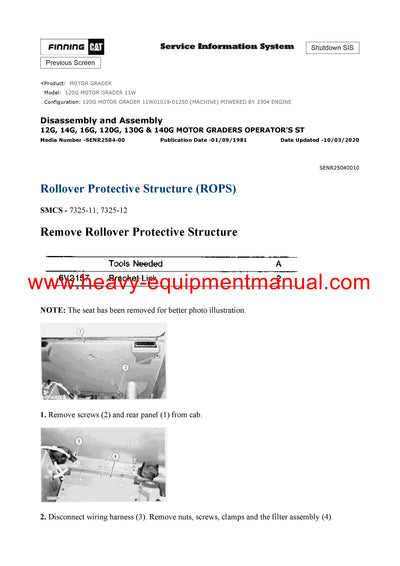 DOWNLOAD CATERPILLAR 120G MOTOR GRADER SERVICE REPAIR MANUAL 11W