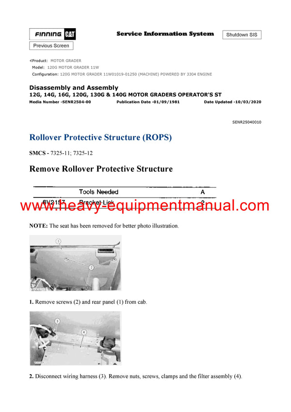 DOWNLOAD CATERPILLAR 120G MOTOR GRADER SERVICE REPAIR MANUAL 11W