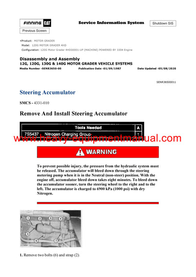 DOWNLOAD CATERPILLAR 120G MOTOR GRADER SERVICE REPAIR MANUAL 4HD