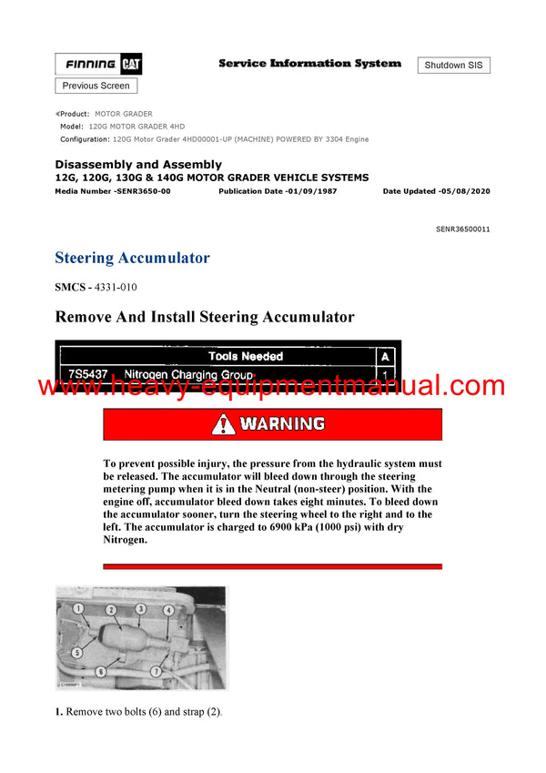 DOWNLOAD CATERPILLAR 120G MOTOR GRADER SERVICE REPAIR MANUAL 4HD