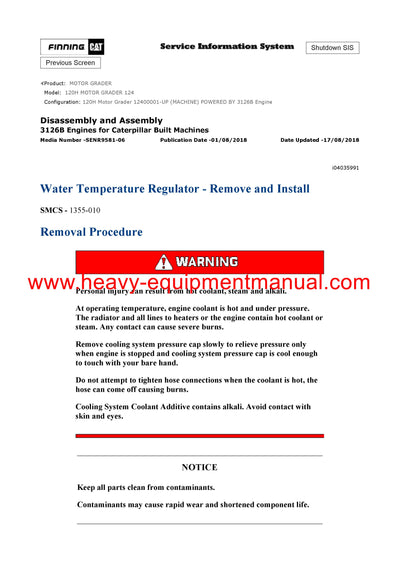 DOWNLOAD CATERPILLAR 120H MOTOR GRADER SERVICE REPAIR MANUAL 124