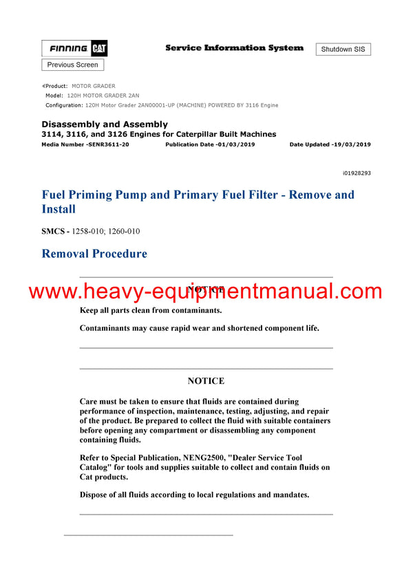 DOWNLOAD CATERPILLAR 120H MOTOR GRADER SERVICE REPAIR MANUAL 2AN