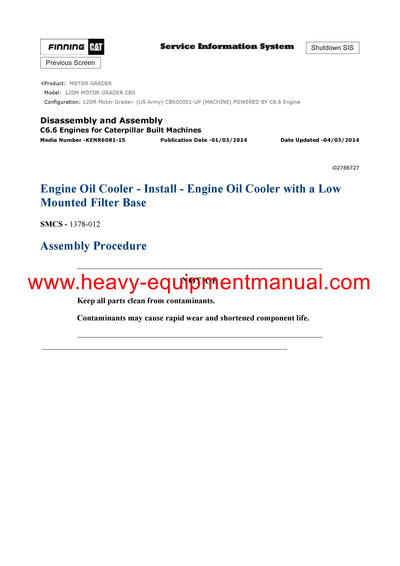 DOWNLOAD CATERPILLAR 120M MOTOR GRADER SERVICE REPAIR MANUAL CBS