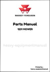 Massey Ferguson 1231 MOWER Parts Manual - Download PDF