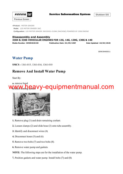 DOWNLOAD CATERPILLAR 12G MOTOR GRADER SERVICE REPAIR MANUAL 3WC