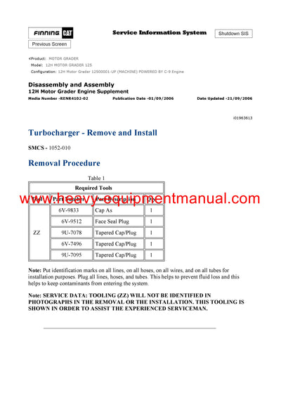 DOWNLOAD CATERPILLAR 12H MOTOR GRADER SERVICE REPAIR MANUAL 125