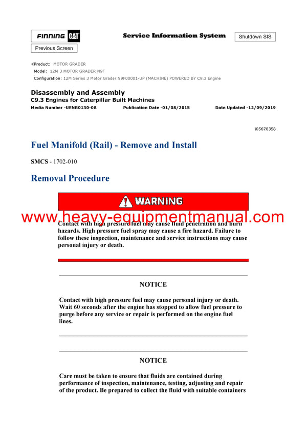 DOWNLOAD CATERPILLAR 12M 3 MOTOR GRADER SERVICE REPAIR MANUAL N9F