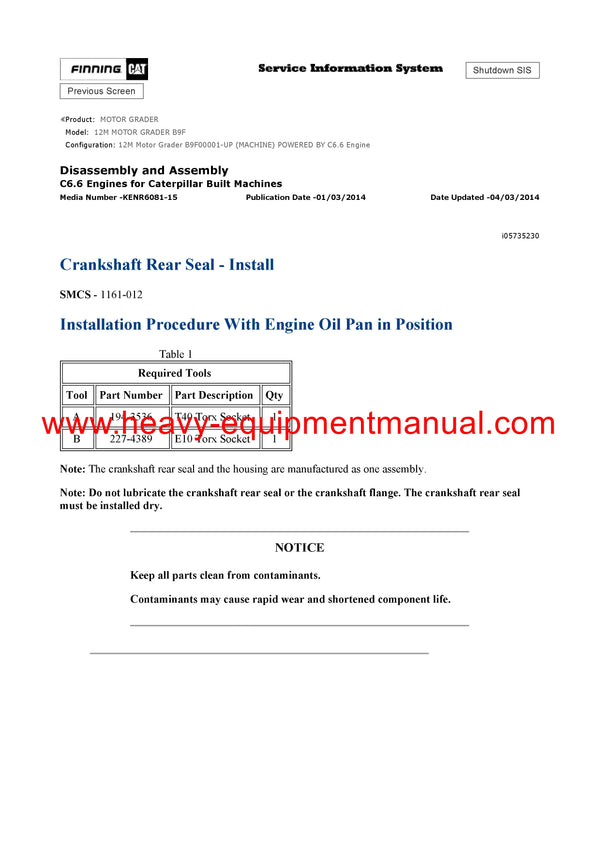 Caterpillar 12M MOTOR GRADER Full Complete Service Repair Manual B9F