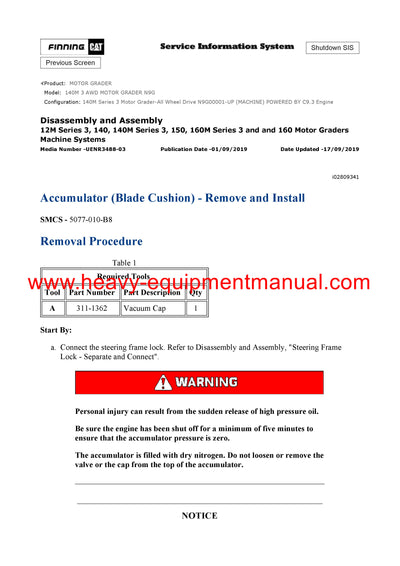 DOWNLOAD CATERPILLAR 140M 3 AWD MOTOR GRADER SERVICE REPAIR MANUAL N9G