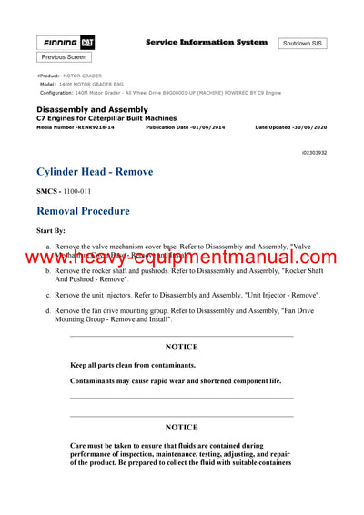 DOWNLOAD CATERPILLAR 140M MOTOR GRADER SERVICE REPAIR MANUAL B9G