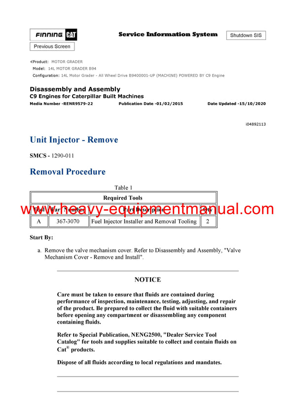 DOWNLOAD CATERPILLAR 14L MOTOR GRADER SERVICE REPAIR MANUAL B94