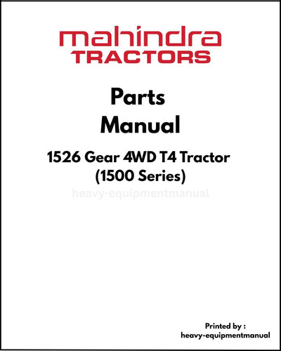 Mahindra 1526 Gear 4WD T4 Tractor (1500 Series) Parts Manual - PDF Download