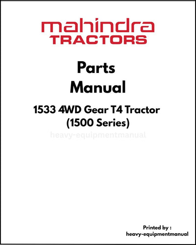 Mahindra 1533 4WD Gear T4 Tractor (1500 Series) Parts Manual - PDF Download