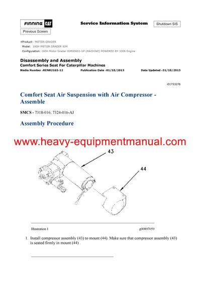Caterpillar 160H MOTOR GRADER Full Complete Service Repair Manual 9JM
