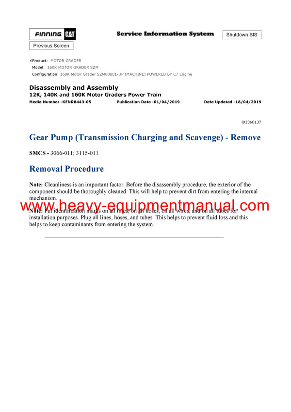 DOWNLOAD CATERPILLAR 160K MOTOR GRADER SERVICE REPAIR MANUAL SZM