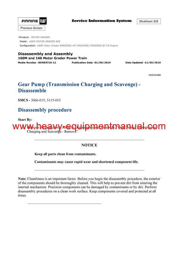 DOWNLOAD CATERPILLAR 160M MOTOR GRADER SERVICE REPAIR MANUAL B9E