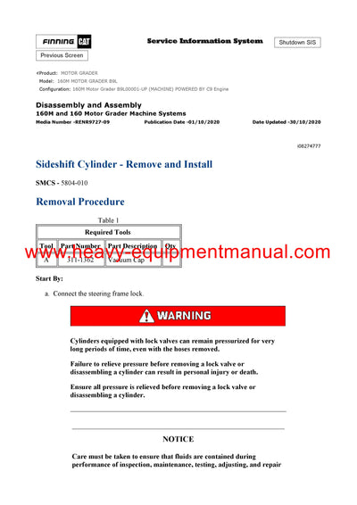 DOWNLOAD CATERPILLAR 160M MOTOR GRADER FULL COMPLETE SERVICE REPAIR MANUAL B9L