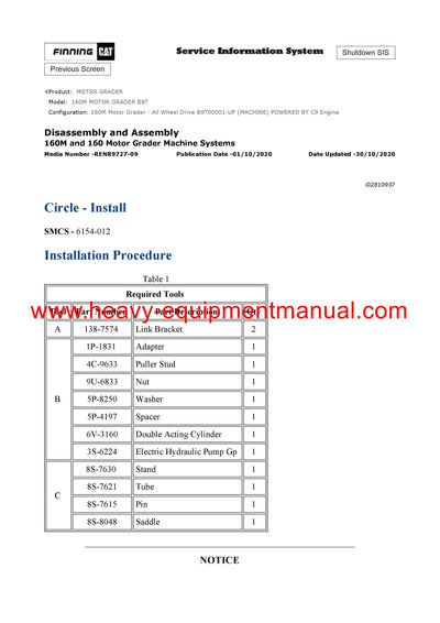 DOWNLOAD CATERPILLAR 160M MOTOR GRADER SERVICE REPAIR MANUAL B9T