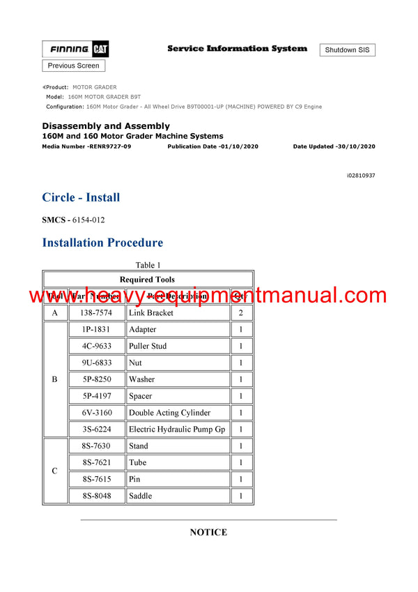 DOWNLOAD CATERPILLAR 160M MOTOR GRADER SERVICE REPAIR MANUAL B9T