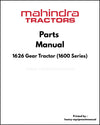 Mahindra 1626 Gear Tractor (1600 Series) Parts Manual - PDF Download