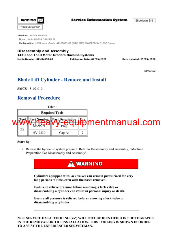 DOWNLOAD CATERPILLAR 163H MOTOR GRADER SERVICE REPAIR MANUAL ARL