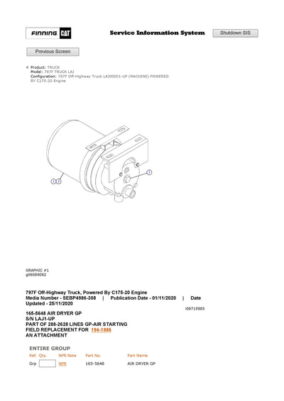 Download Caterpillar 797F Truck Parts Manual LAJ