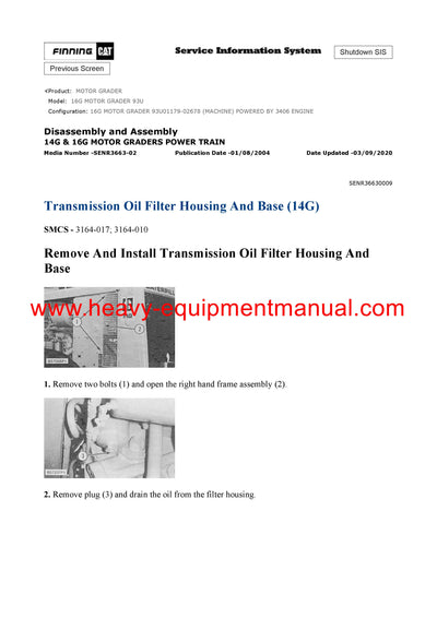 DOWNLOAD CATERPILLAR 16G MOTOR GRADER SERVICE REPAIR MANUAL 93U