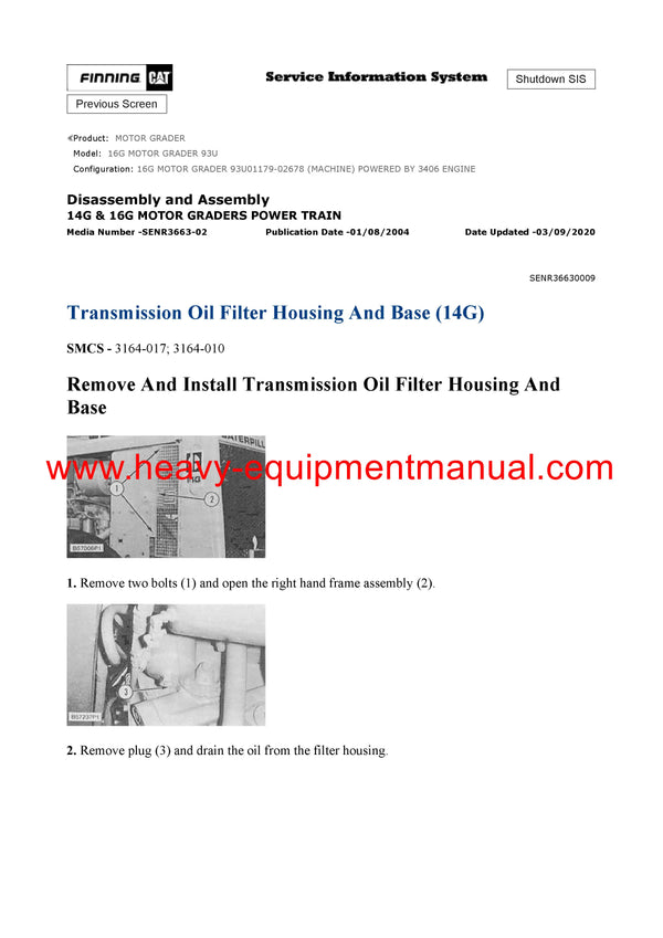 DOWNLOAD CATERPILLAR 16G MOTOR GRADER SERVICE REPAIR MANUAL 93U