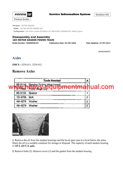 DOWNLOAD CATERPILLAR 16H NA MOTOR GRADER SERVICE REPAIR MANUAL 6ZJ