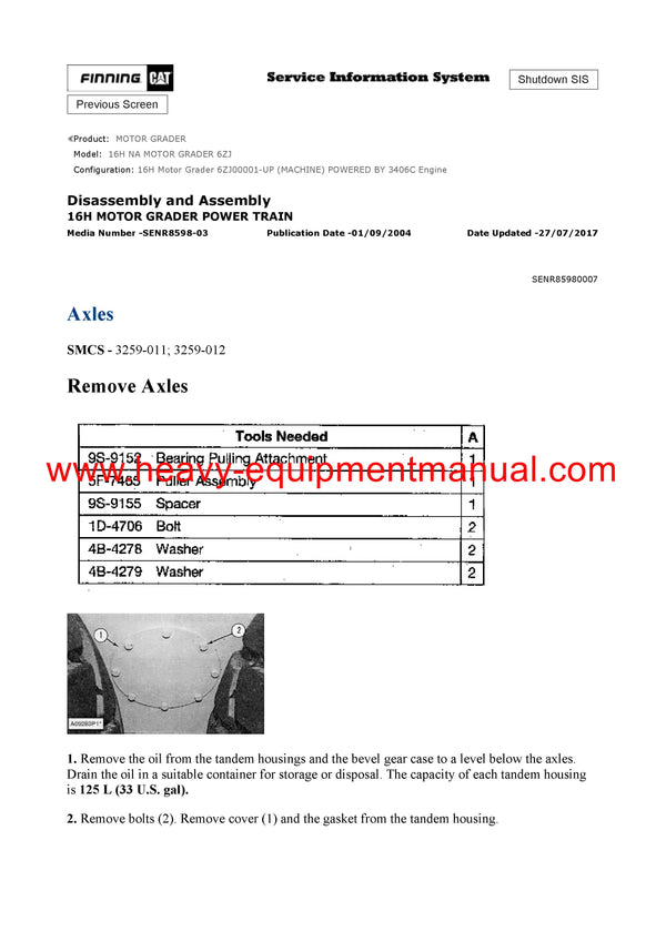 DOWNLOAD CATERPILLAR 16H NA MOTOR GRADER SERVICE REPAIR MANUAL 6ZJ