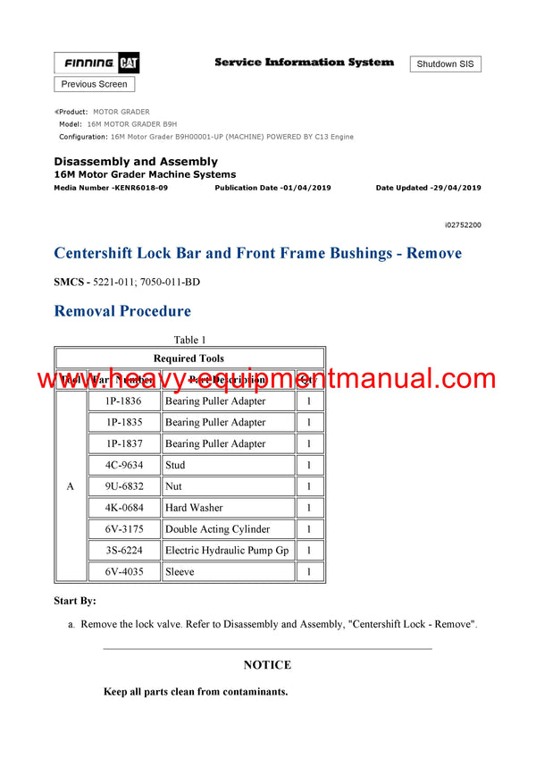 Caterpillar 16M MOTOR GRADER Full Complete Service Repair Manual B9H
