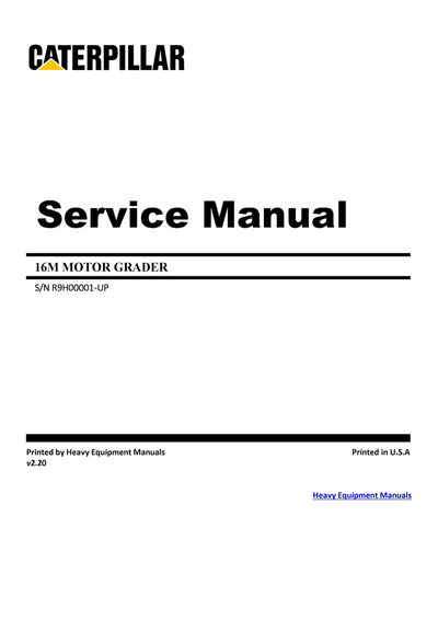 DOWNLOAD CATERPILLAR 16M MOTOR GRADER Full Complete SERVICE REPAIR MANUAL R9H