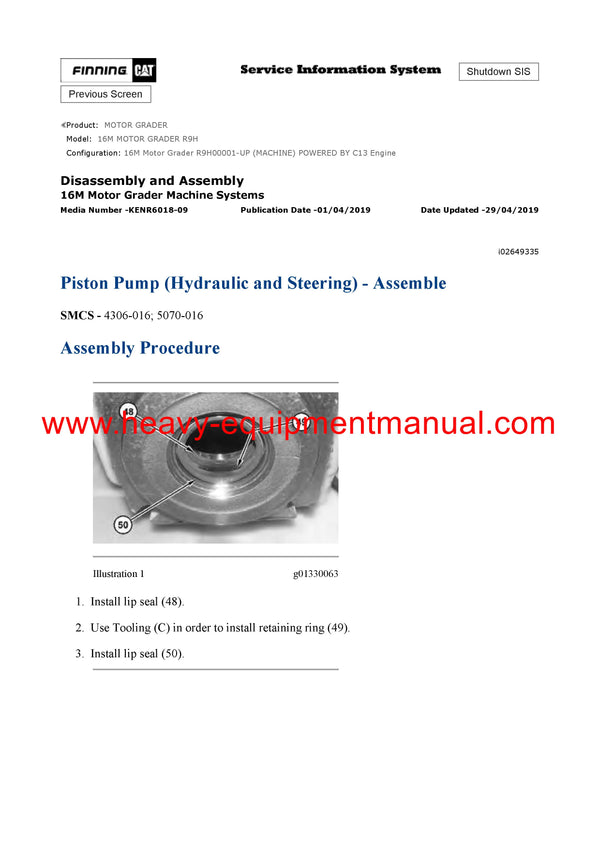 DOWNLOAD CATERPILLAR 16M MOTOR GRADER Full Complete SERVICE REPAIR MANUAL R9H