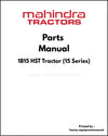 Mahindra 1815 HST Tractor (15 Series) Parts Manual - PDF Download