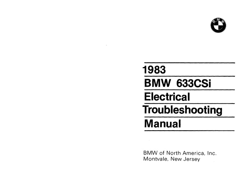 1983 BMW 633csi Electrical Troubleshooting Manual - Download PDF