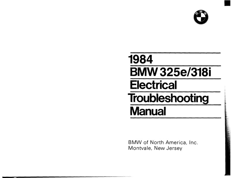 1984 BMW 318i - 325e Electrical Troubleshooting Manual - Download PDF